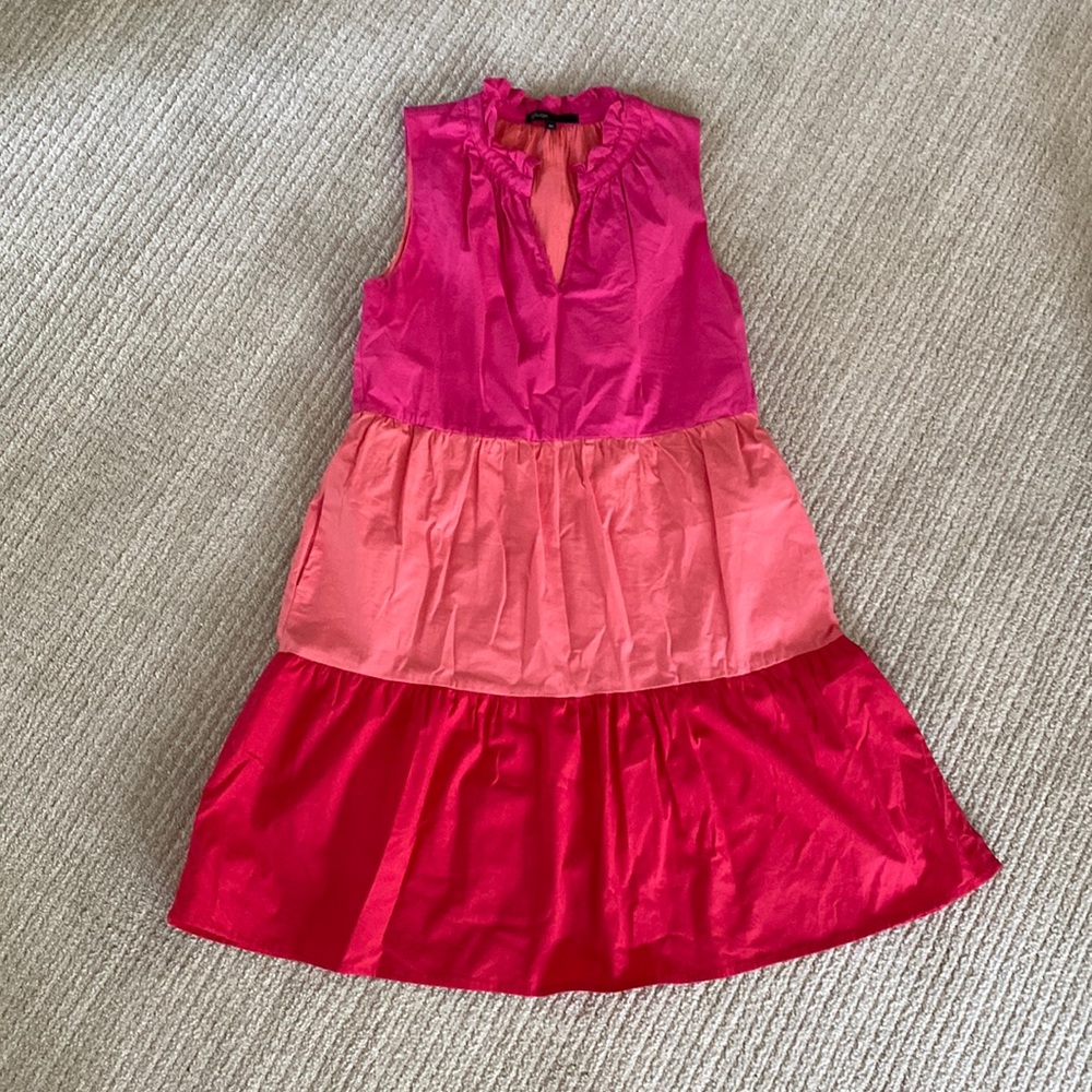 Gibson ruffled color block dress, size XS